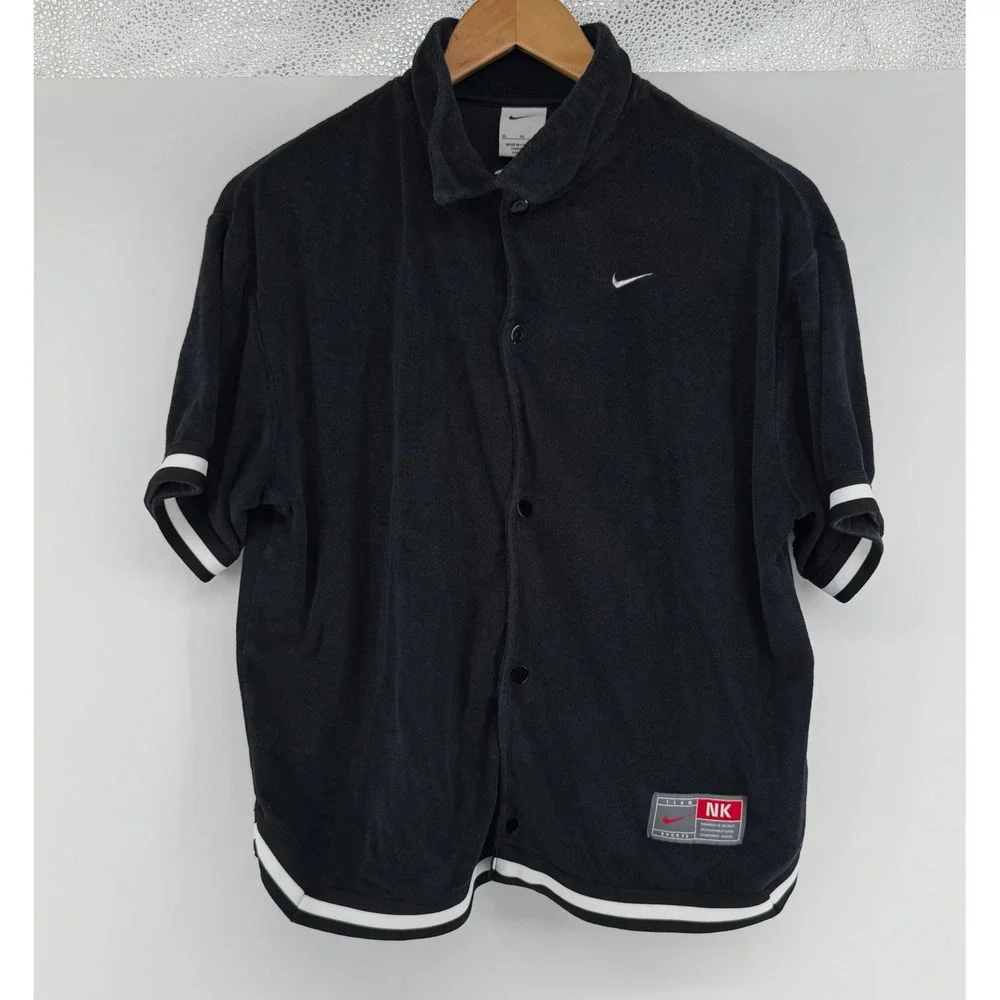 Nike Team Sports NK Terry Cloth Snap Button Basketball Shirt Black Kids XL